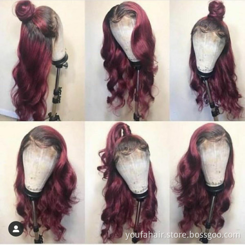 Free Sample Brazilian Virgin Human Hair Ombre Color 1b/99j# Hair Bundles Body Wave Cuticle Aligned Raw Hair Weaves Extensions